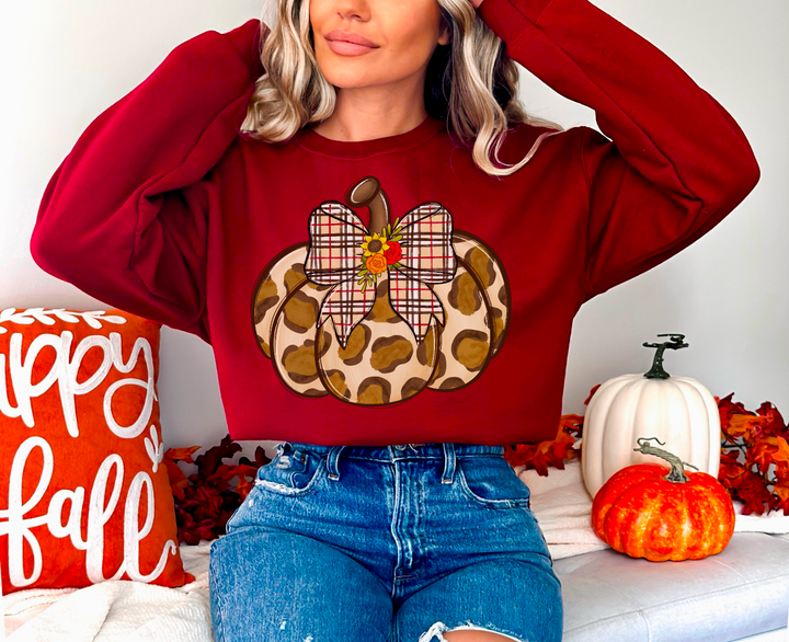 Leopard Pumpkin With Bow DTF Print