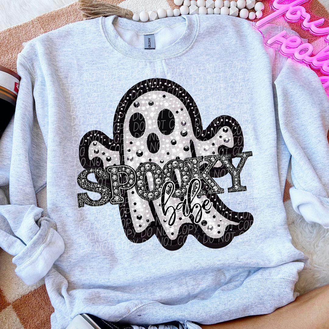 Rhinestone Ghost Spooky Babe DTF Print