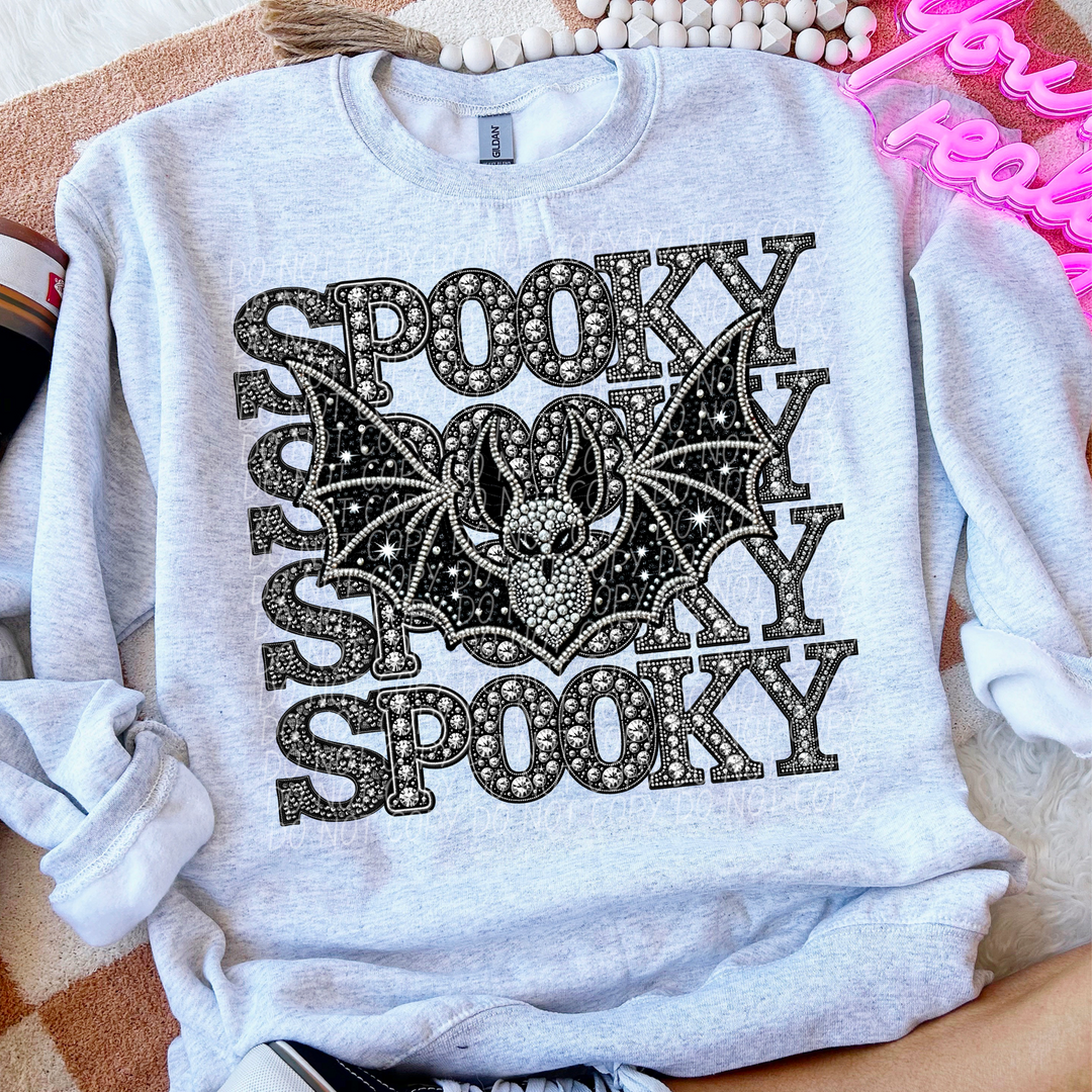 Faux Bling Stacked Spooky DTF Print