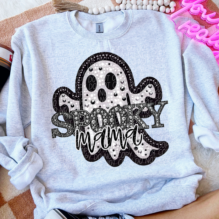 Rhinestone Ghost Spooky Mama or Mini DTF Print