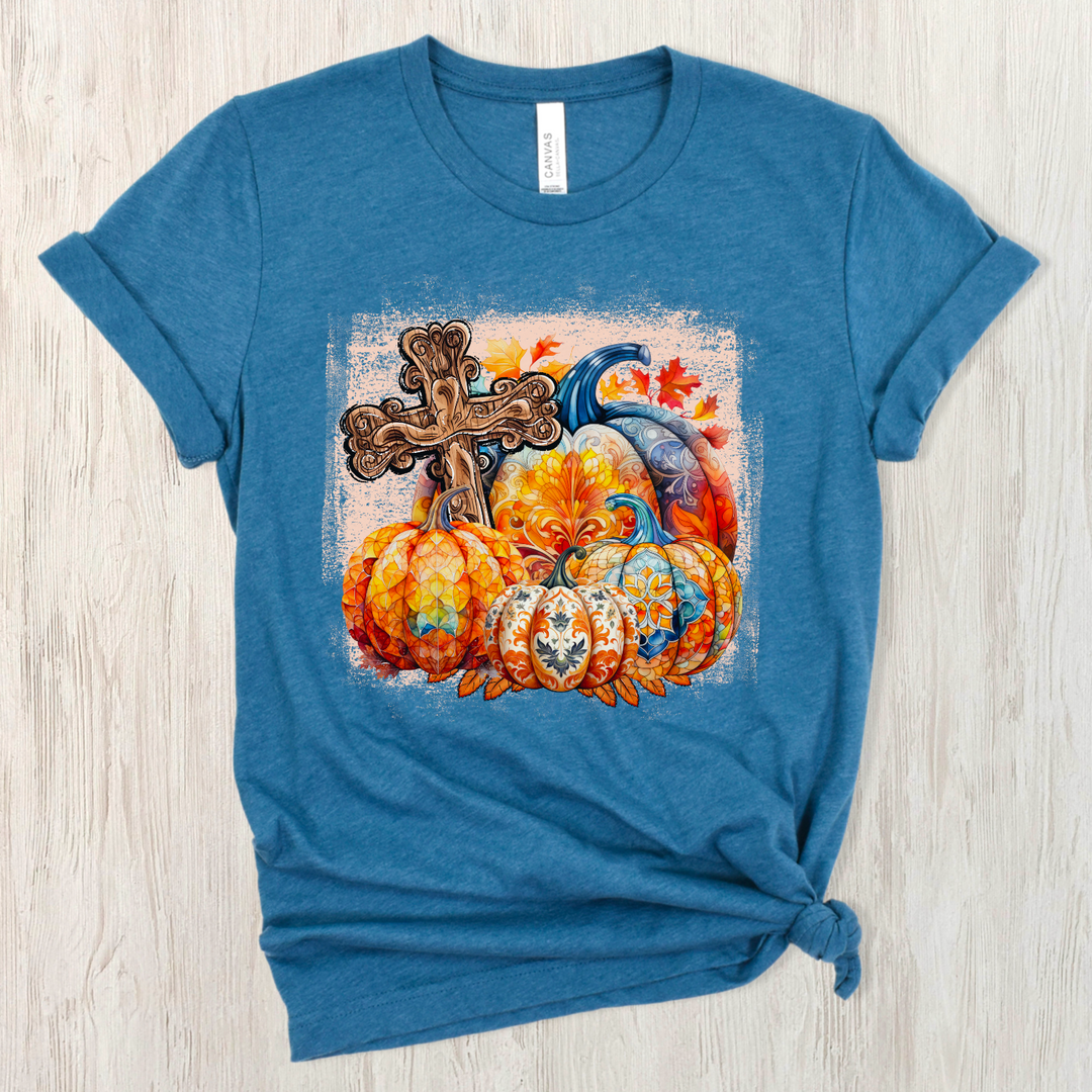 Pumpkins with Cross DTF Print