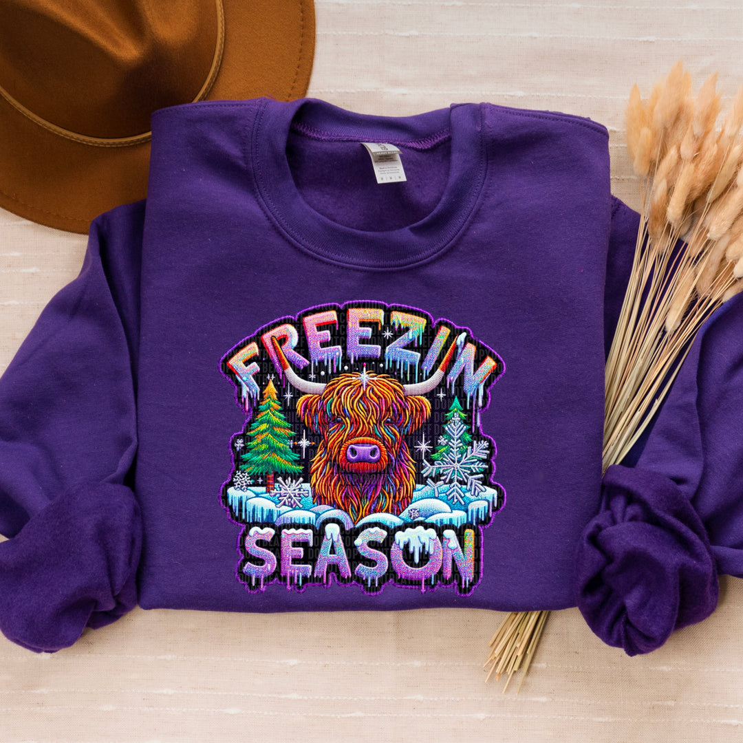 Freezin Season Highland Cow DTF Print