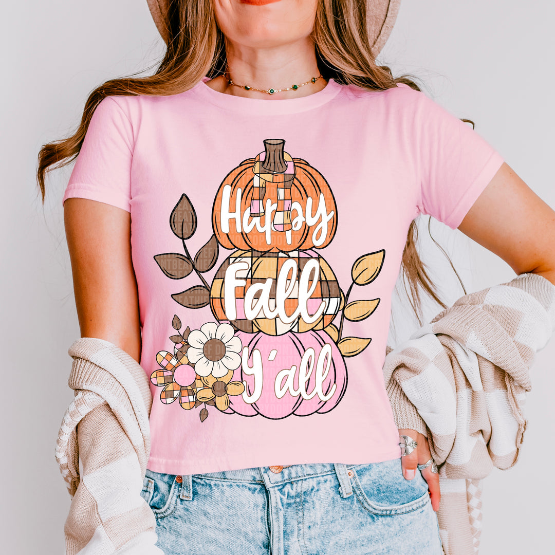 Happy Fall Y’all Stacked Pumpkins DTF Print