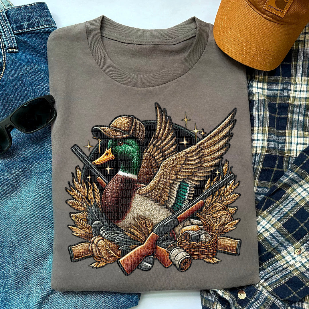 Hunting Duck With Hat DTF Print