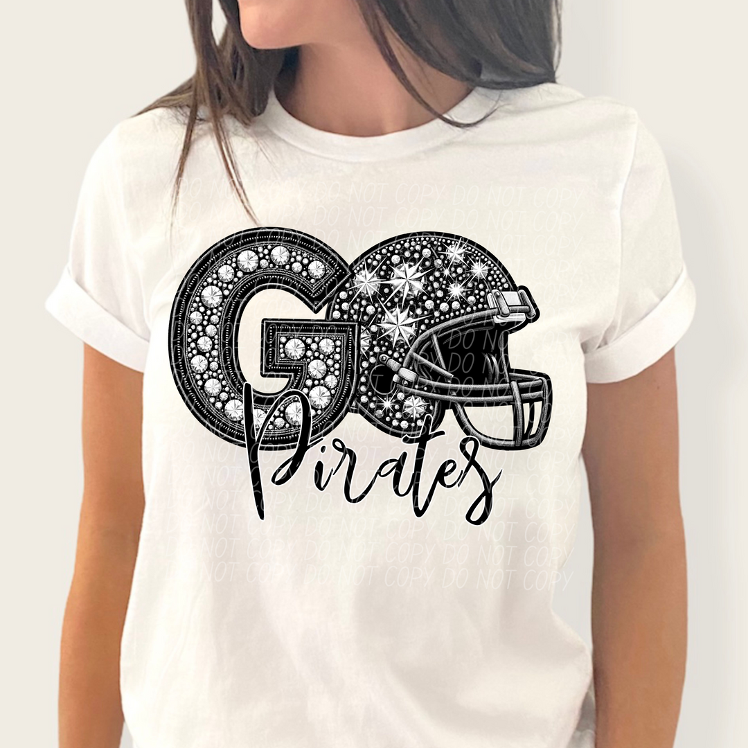 Rhinestone Go Football Helmet Mascots DTF Print