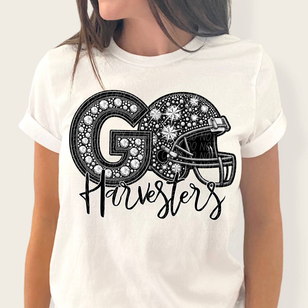 Rhinestone Go Football Helmet Mascots DTF Print