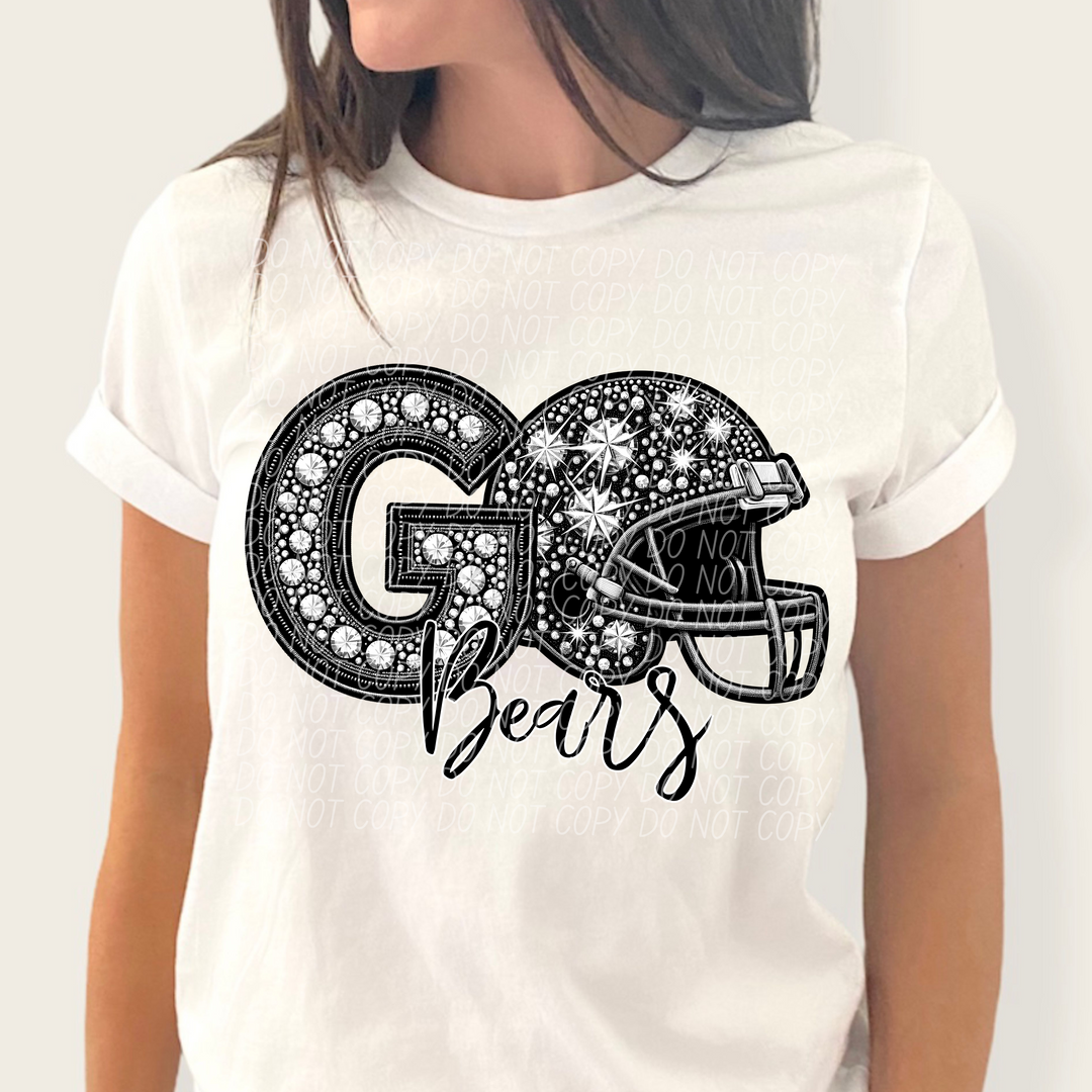 Rhinestone Go Football Helmet Mascots DTF Print