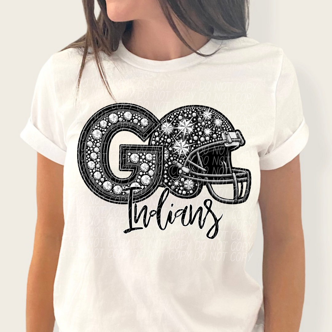 Rhinestone Go Football Helmet Mascots DTF Print