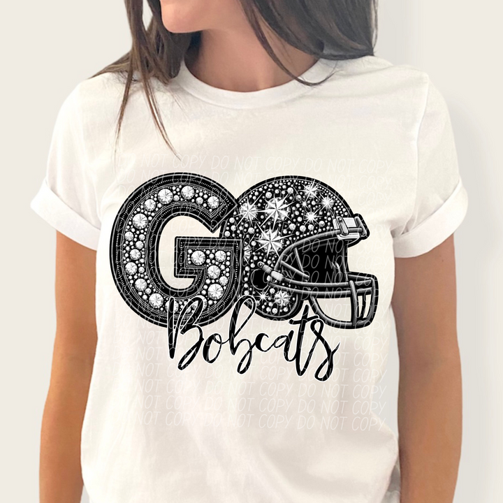 Rhinestone Go Football Helmet Mascots DTF Print