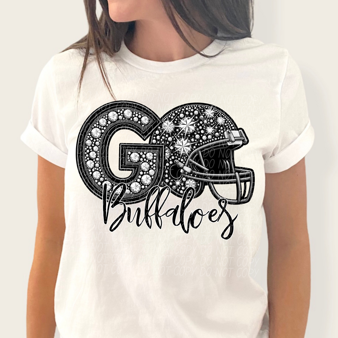 Rhinestone Go Football Helmet Mascots DTF Print