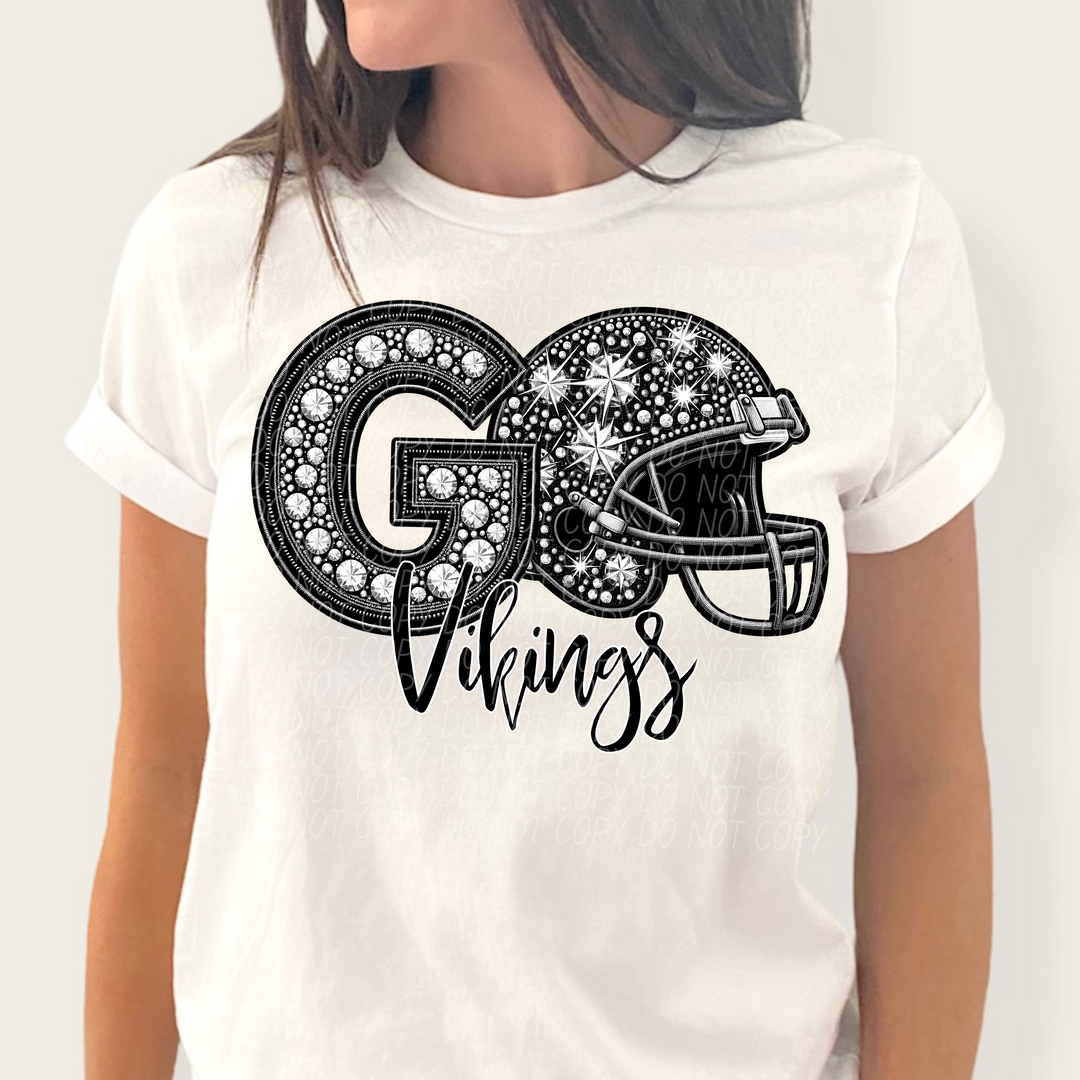 Rhinestone Go Football Helmet Mascots DTF Print