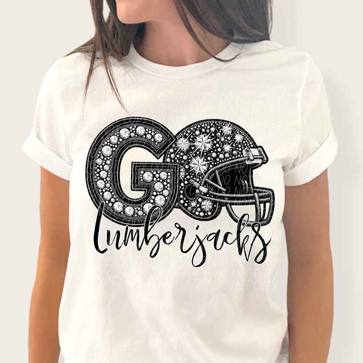 Rhinestone Go Football Helmet Mascots DTF Print