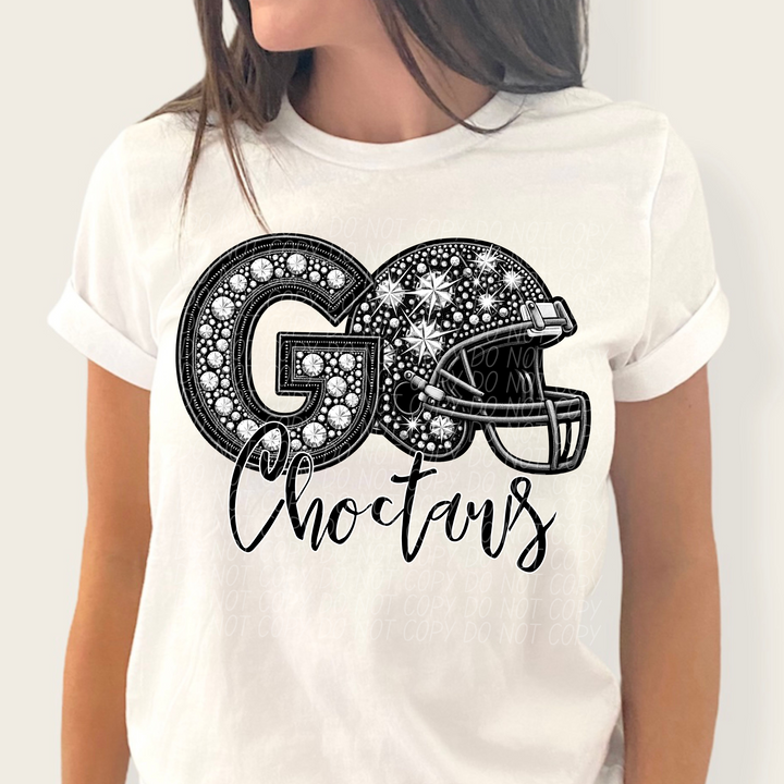 Rhinestone Go Football Helmet Mascots DTF Print