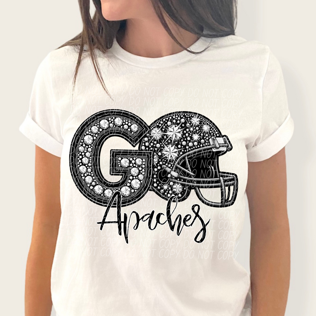 Rhinestone Go Football Helmet Mascots DTF Print