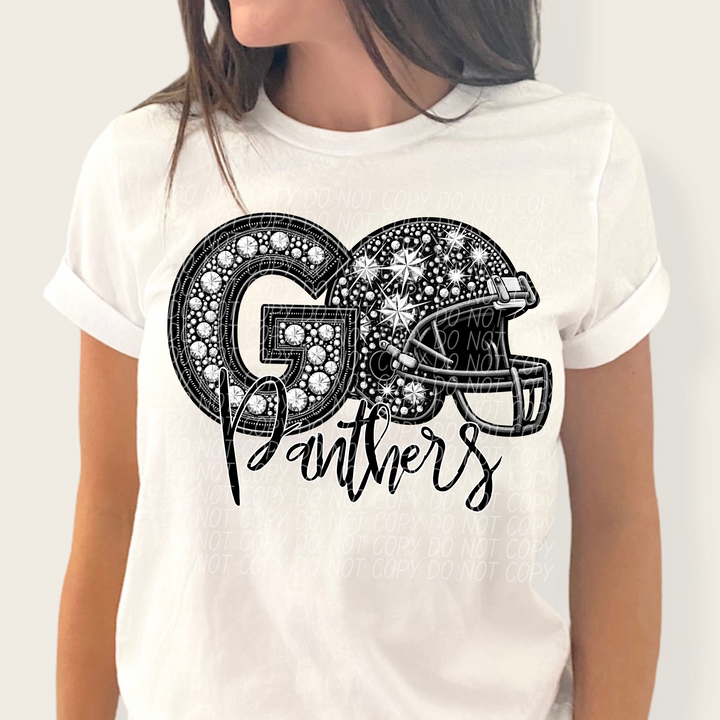 Rhinestone Go Football Helmet Mascots DTF Print