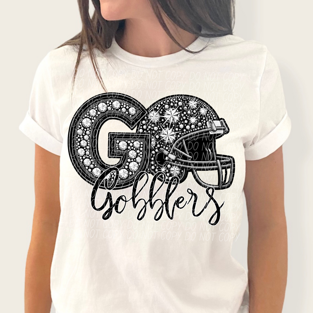 Rhinestone Go Football Helmet Mascots DTF Print