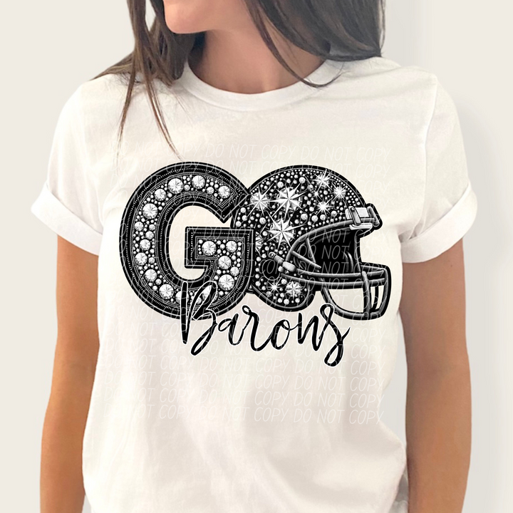 Rhinestone Go Football Helmet Mascots DTF Print