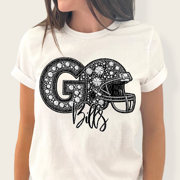 Rhinestone Go Football Helmet Mascots DTF Print