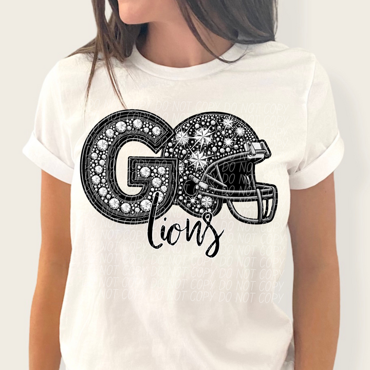 Rhinestone Go Football Helmet Mascots DTF Print