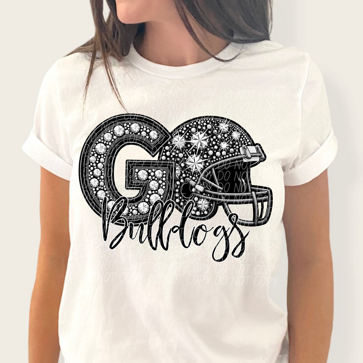 Rhinestone Go Football Helmet Mascots DTF Print