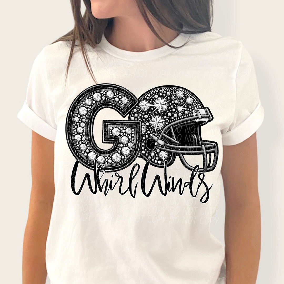 Rhinestone Go Football Helmet Mascots DTF Print