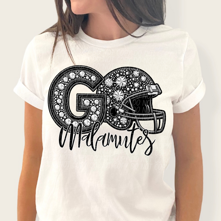 Rhinestone Go Football Helmet Mascots DTF Print