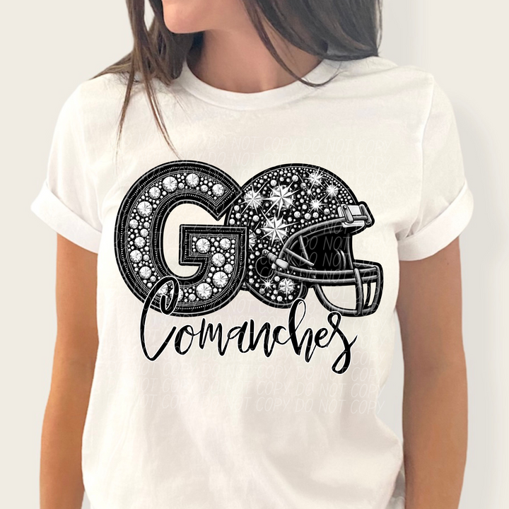 Rhinestone Go Football Helmet Mascots DTF Print