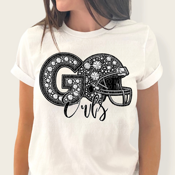 Rhinestone Go Football Helmet Mascots DTF Print