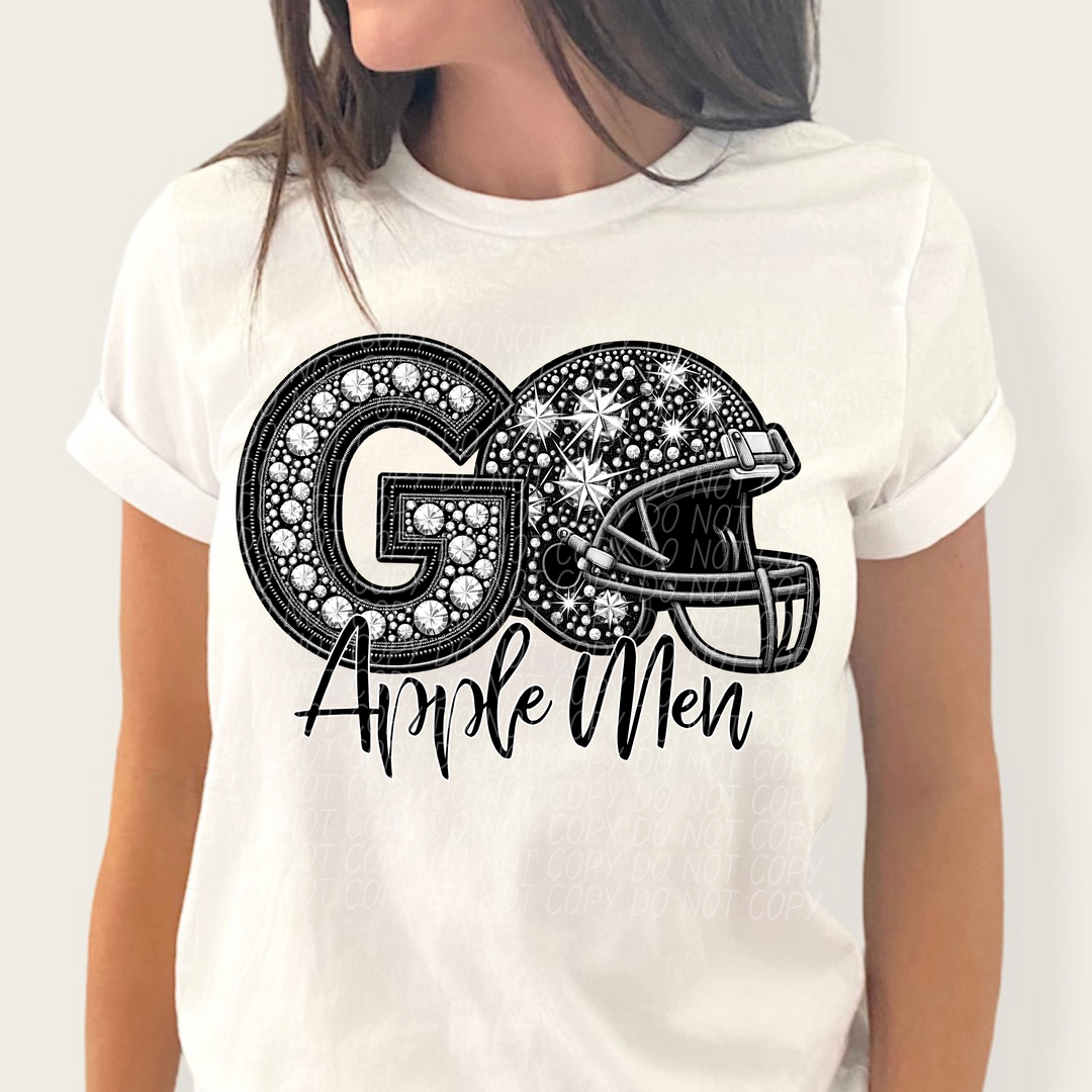 Rhinestone Go Football Helmet Mascots DTF Print