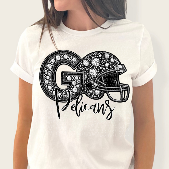 Rhinestone Go Football Helmet Mascots DTF Print