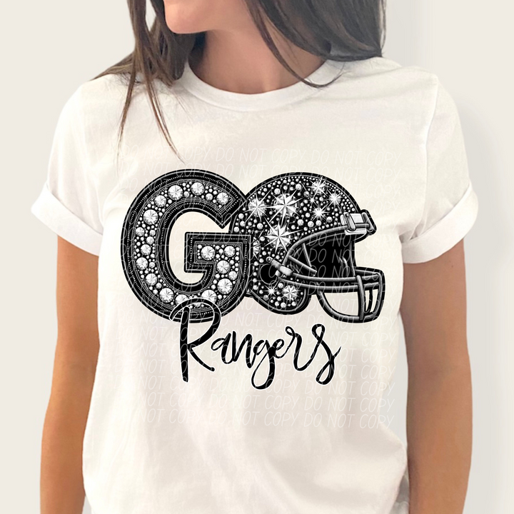 Rhinestone Go Football Helmet Mascots DTF Print