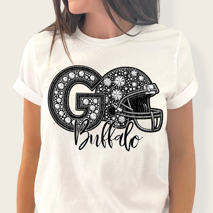 Rhinestone Go Football Helmet Mascots DTF Print