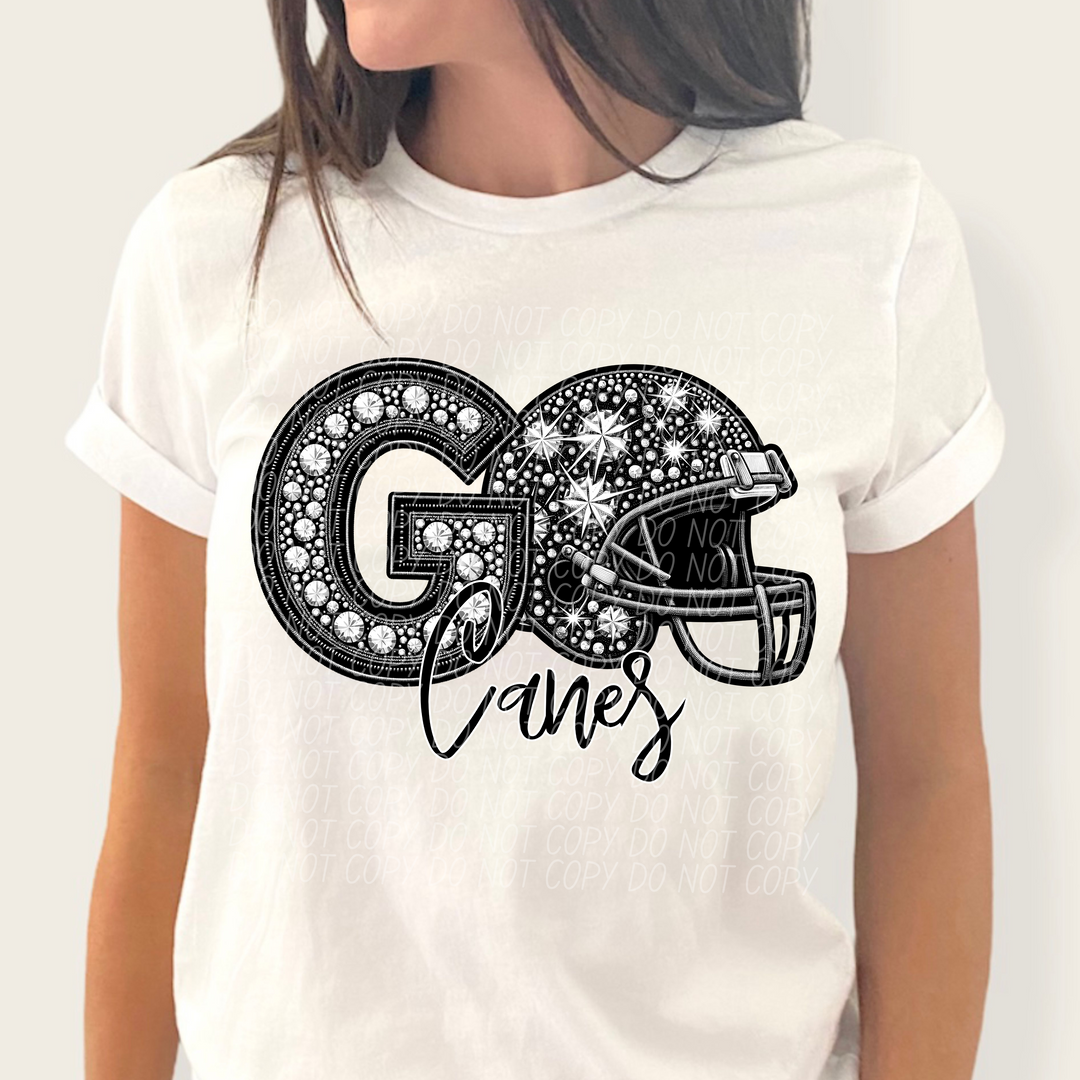 Rhinestone Go Football Helmet Mascots DTF Print