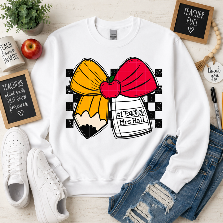 Teacher Bow Custom DTF Print