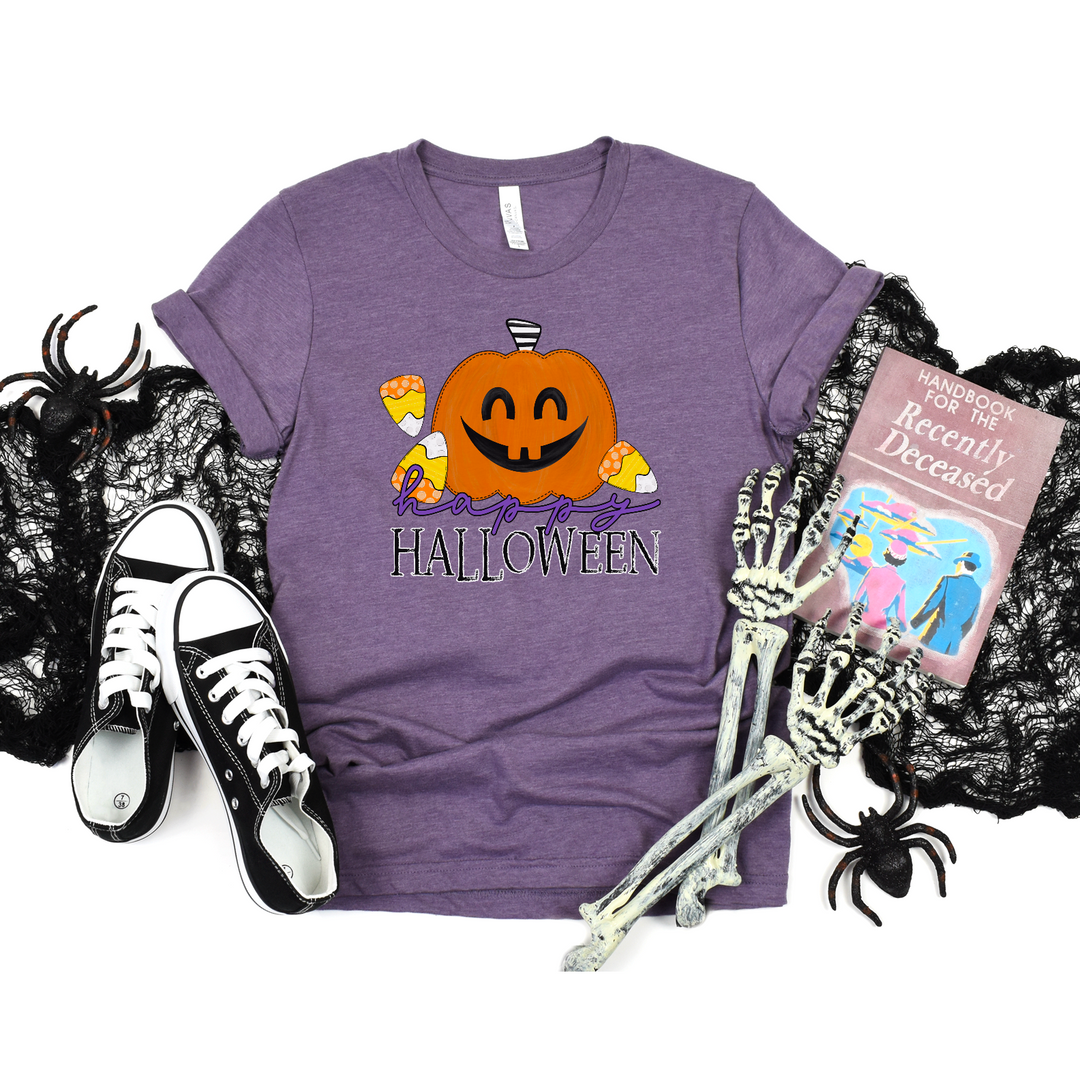 Happy Halloween Pumpkin and Candy Corn DTF Print