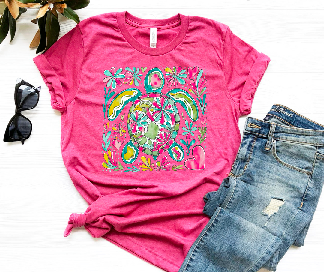 Boho Turtle HEATHER BERRY GILDAN SOFTSTYLE Tee
