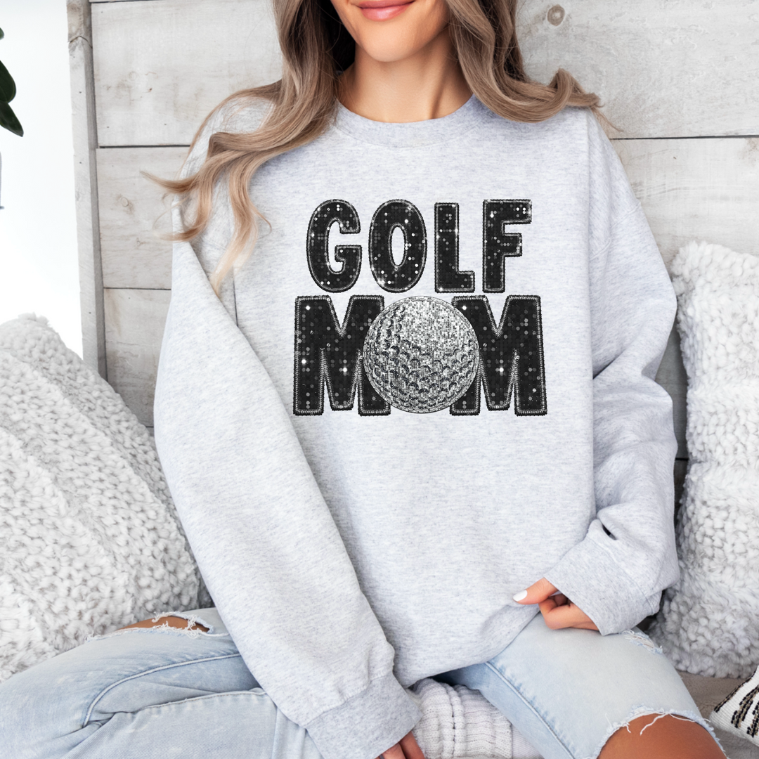 Golf Mom Faux Glitter/Embroidery Golf DTF Print