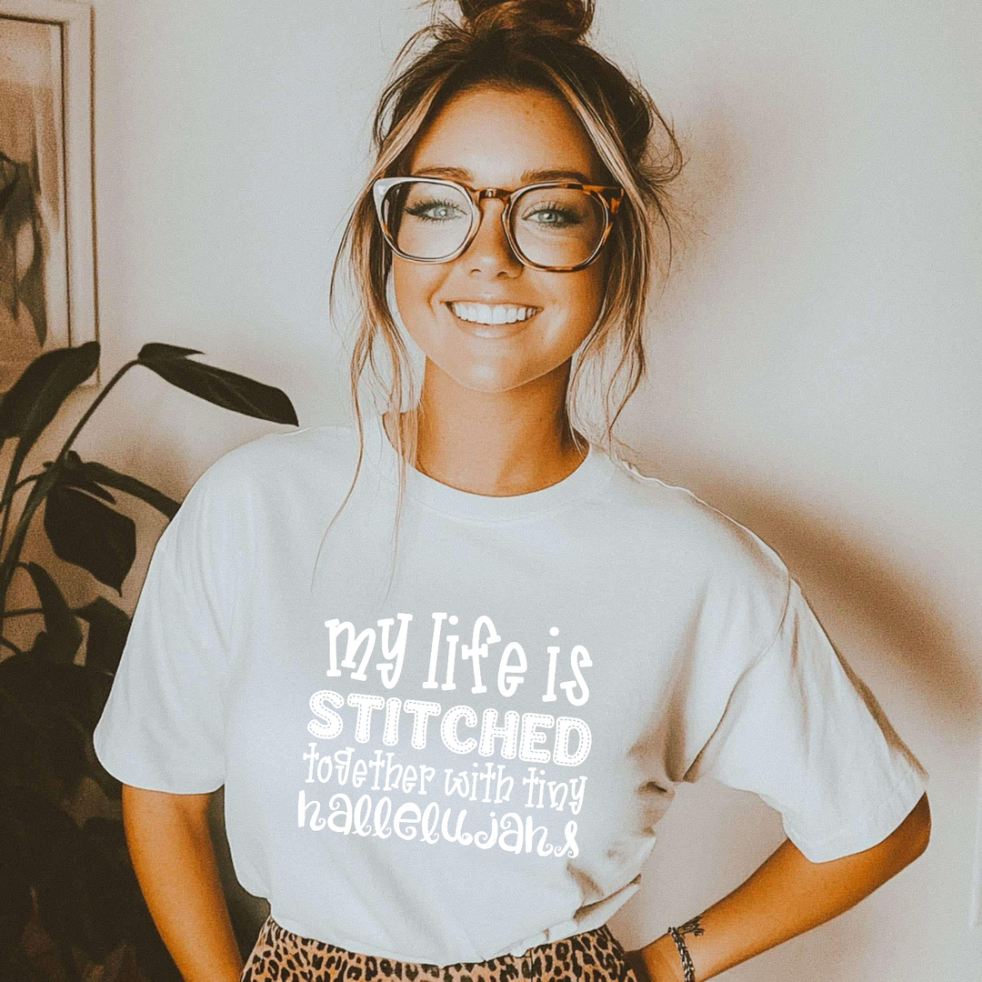 Stitched With Tiny Hallelujahs DTF Print