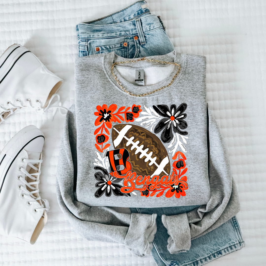 Floral Football DTF Print