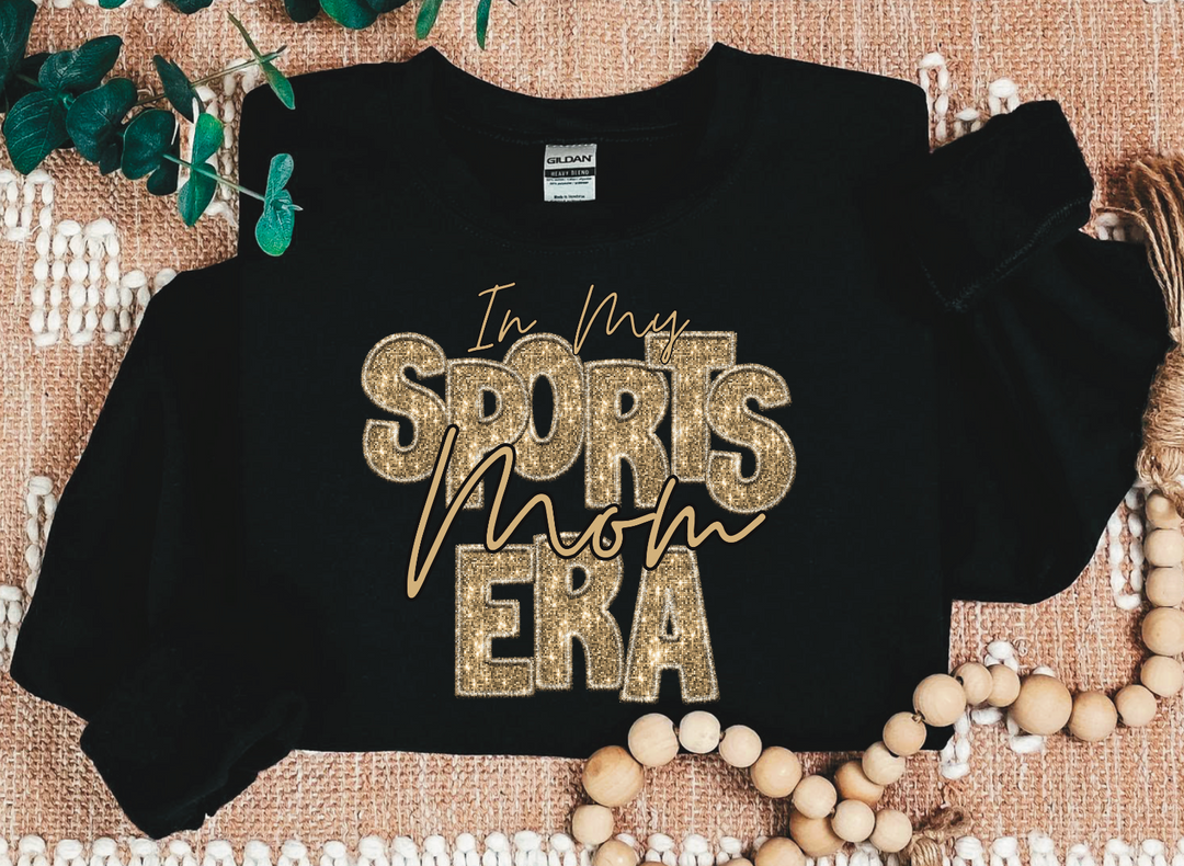 In My Sports Mom Era Faux Glitter/Embroidery DTF Print