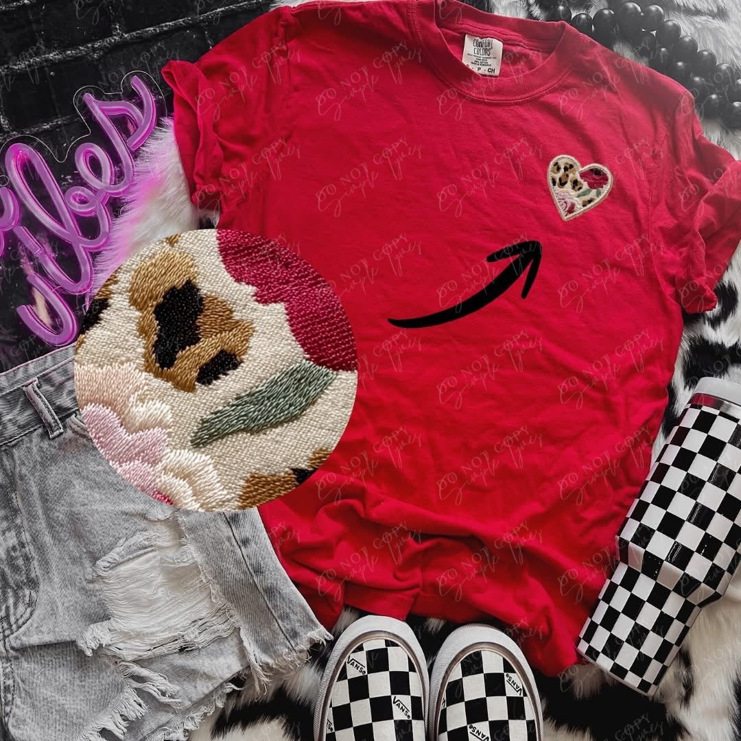 Heart Faux Patch DTF Print