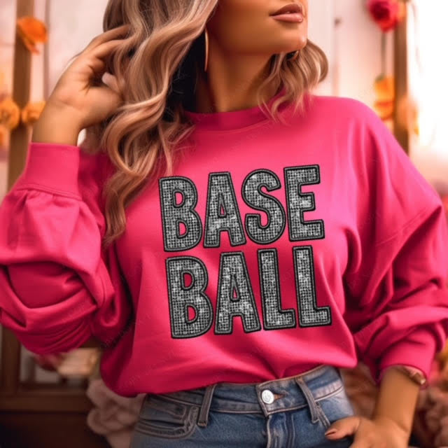 Faux Glitter/Embroidery Baseball DTF Print