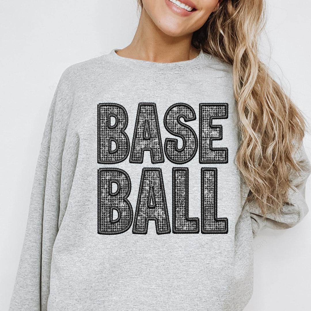 Faux Glitter/Embroidery Baseball DTF Print