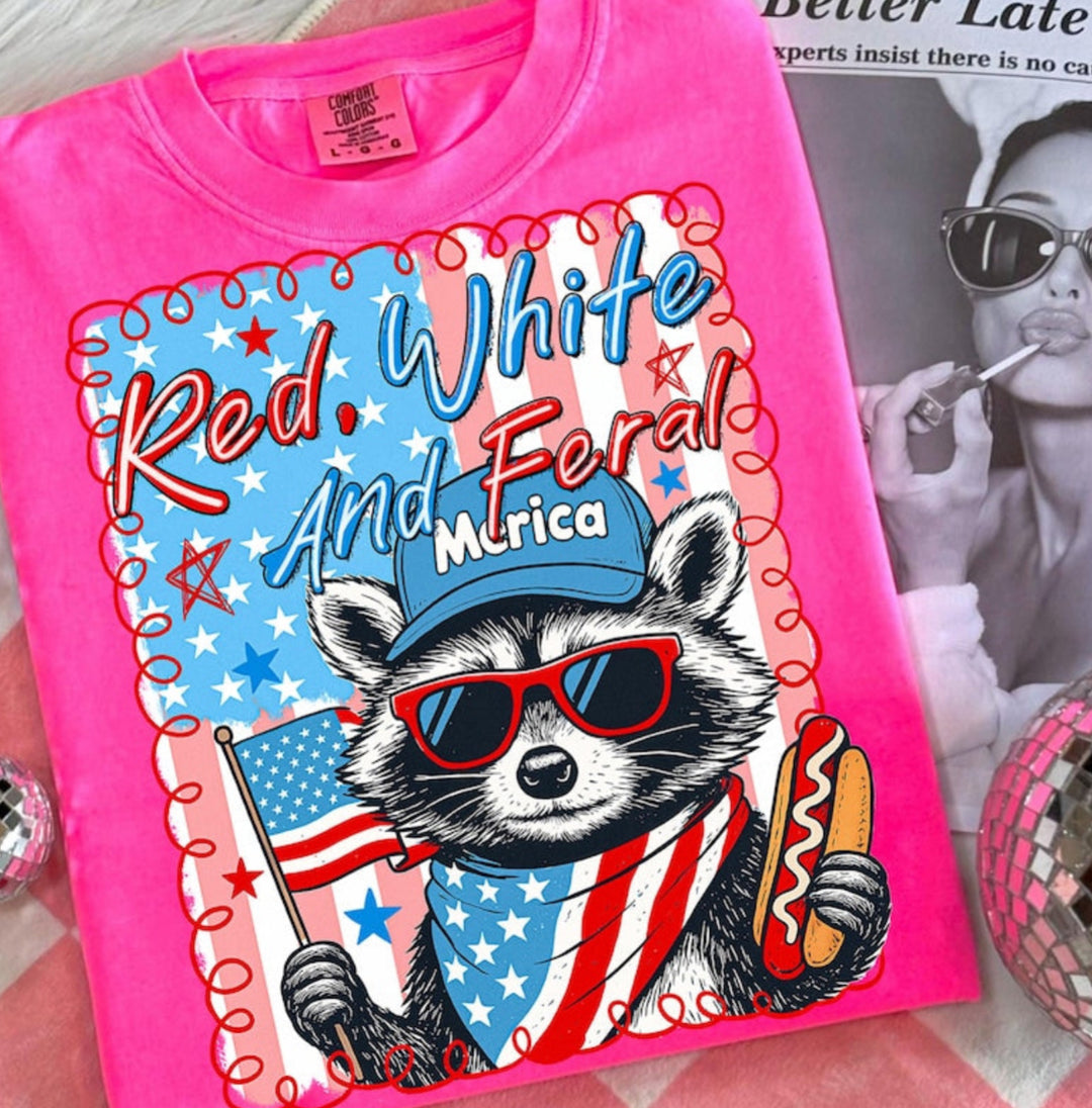 Red White & Feral DTF Print