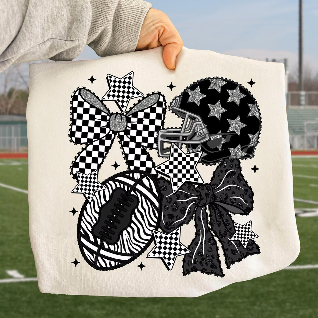 Checkered Coquette Football DTF Print