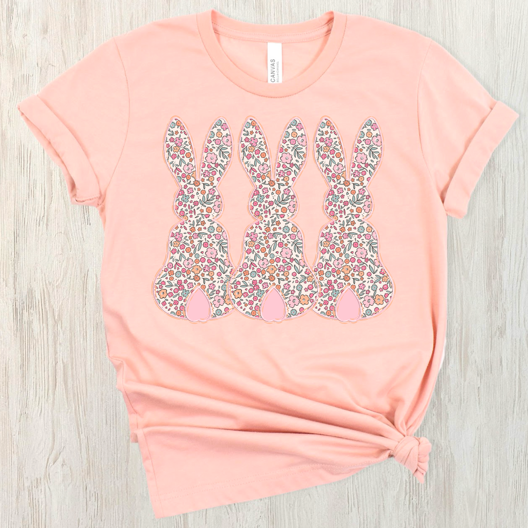 Floral Bunny Trio DTF Print