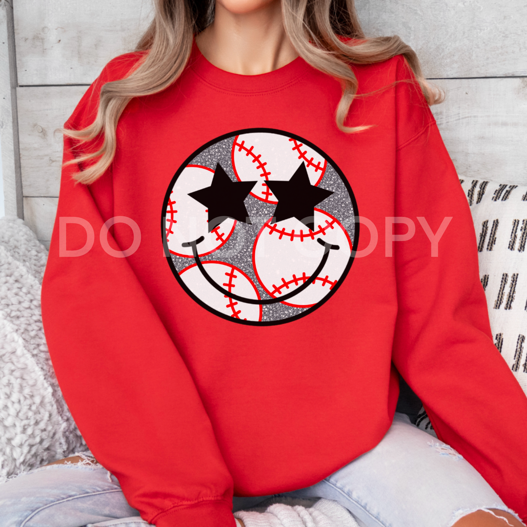 Baseball Smiley Sweatshirt RED