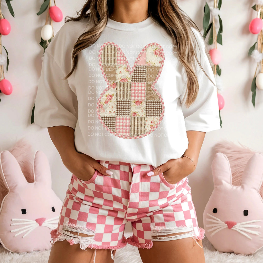 Bunny Face Patchwork DTF Print