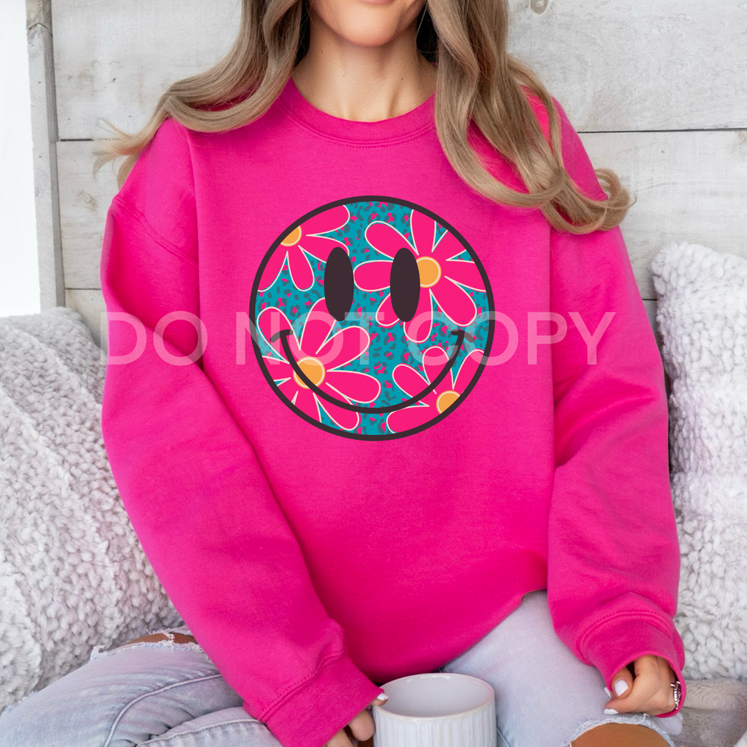 Floral Smiley DTF Print