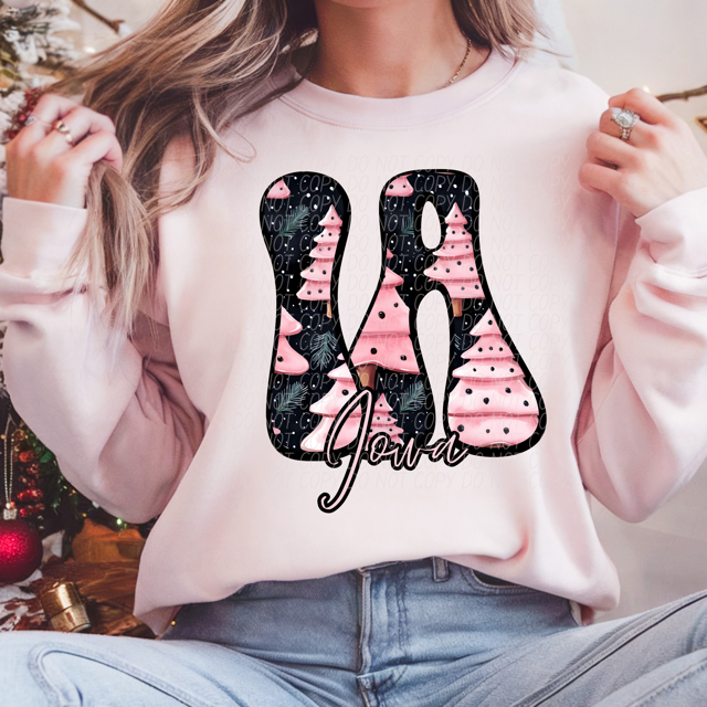 Pink Christmas States DTF Print